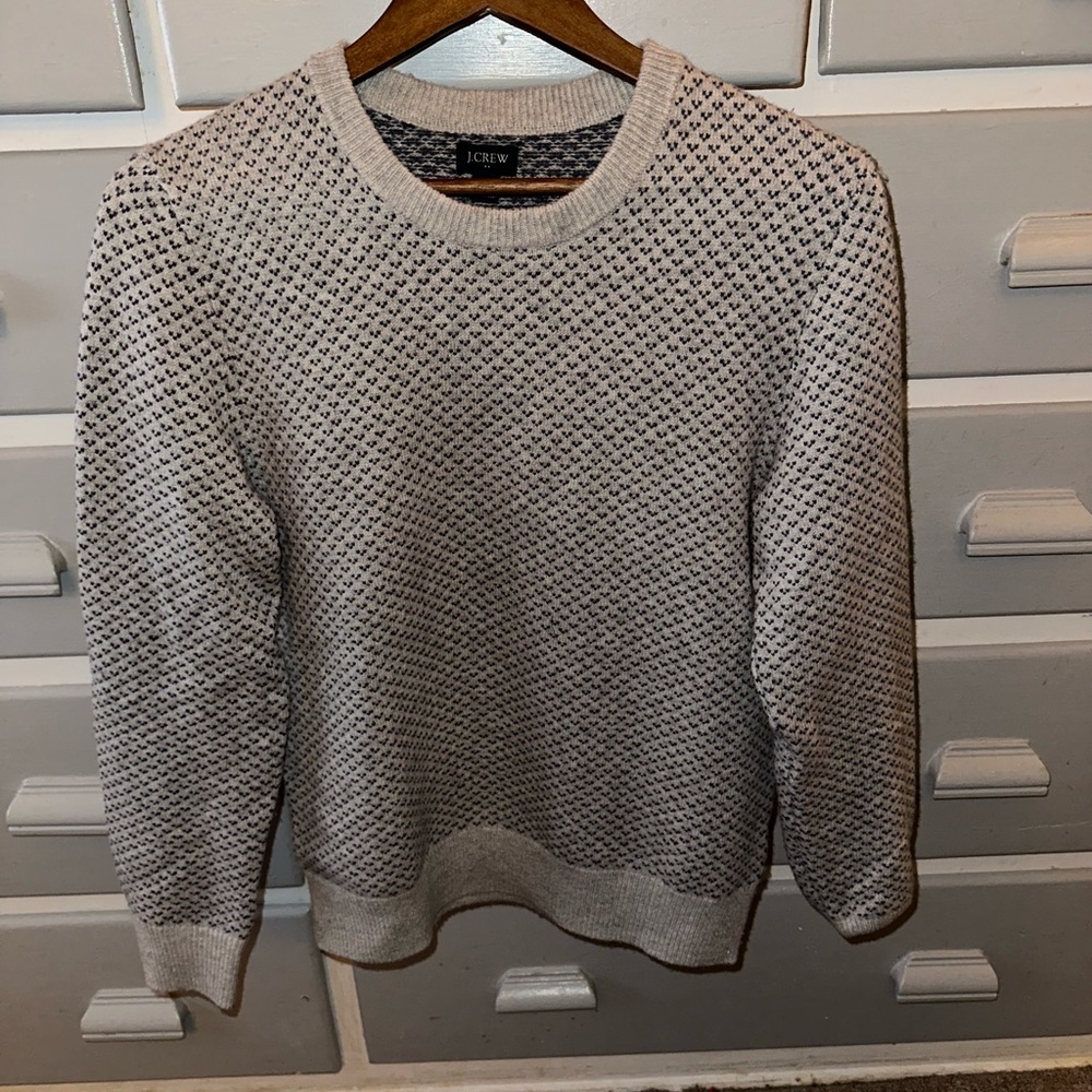 J. Crew Factory Gray Crewneck Sweater with Textured Knit